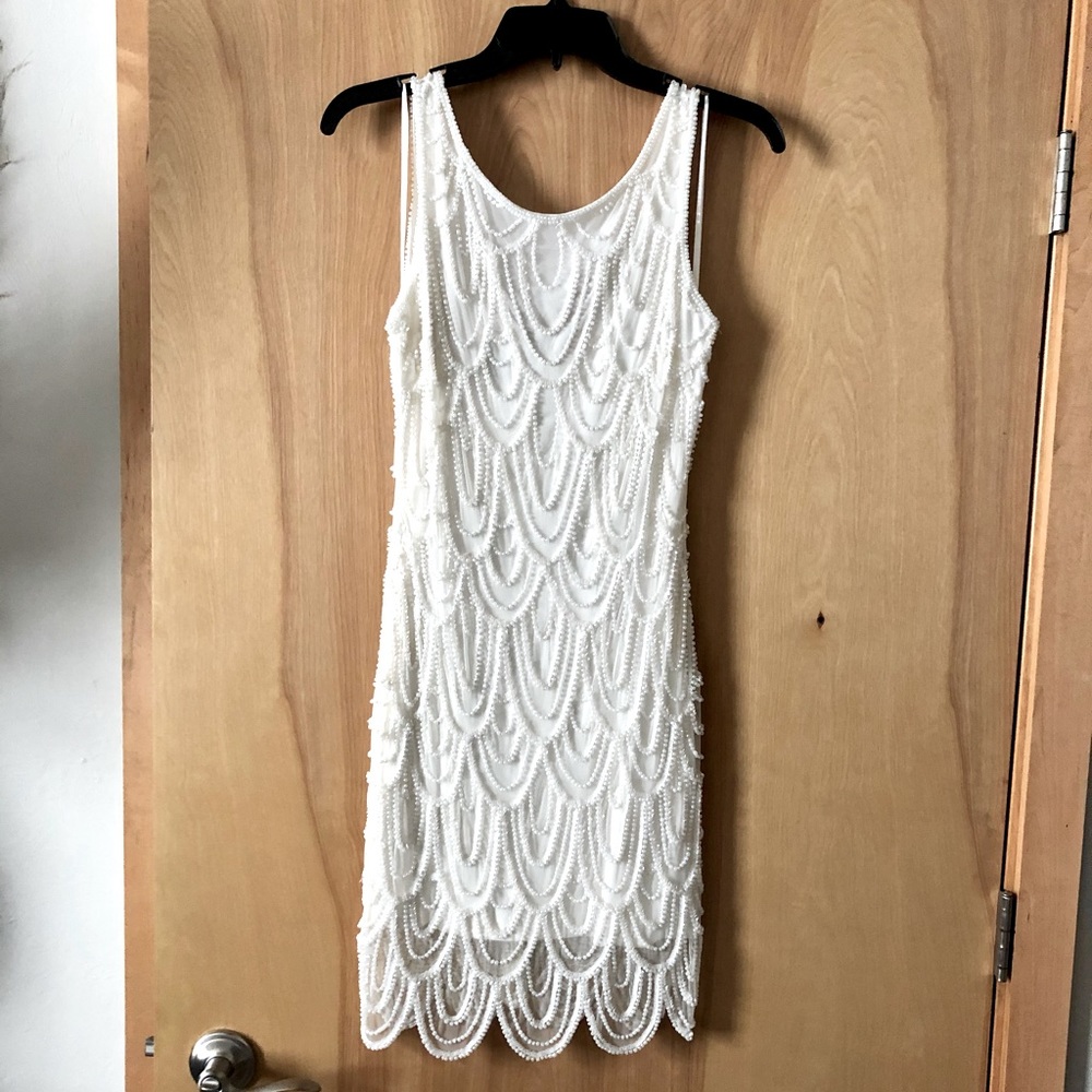 Cream Pearl & Sequence Dress
